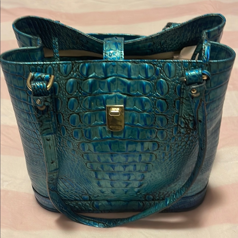 Green Crocodile-Embossed Tote Bag